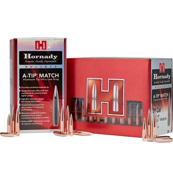 Hornady Aluminum A-Tip Match Rifle Bullets 22 cal .224" 76 gr PT 100/ct