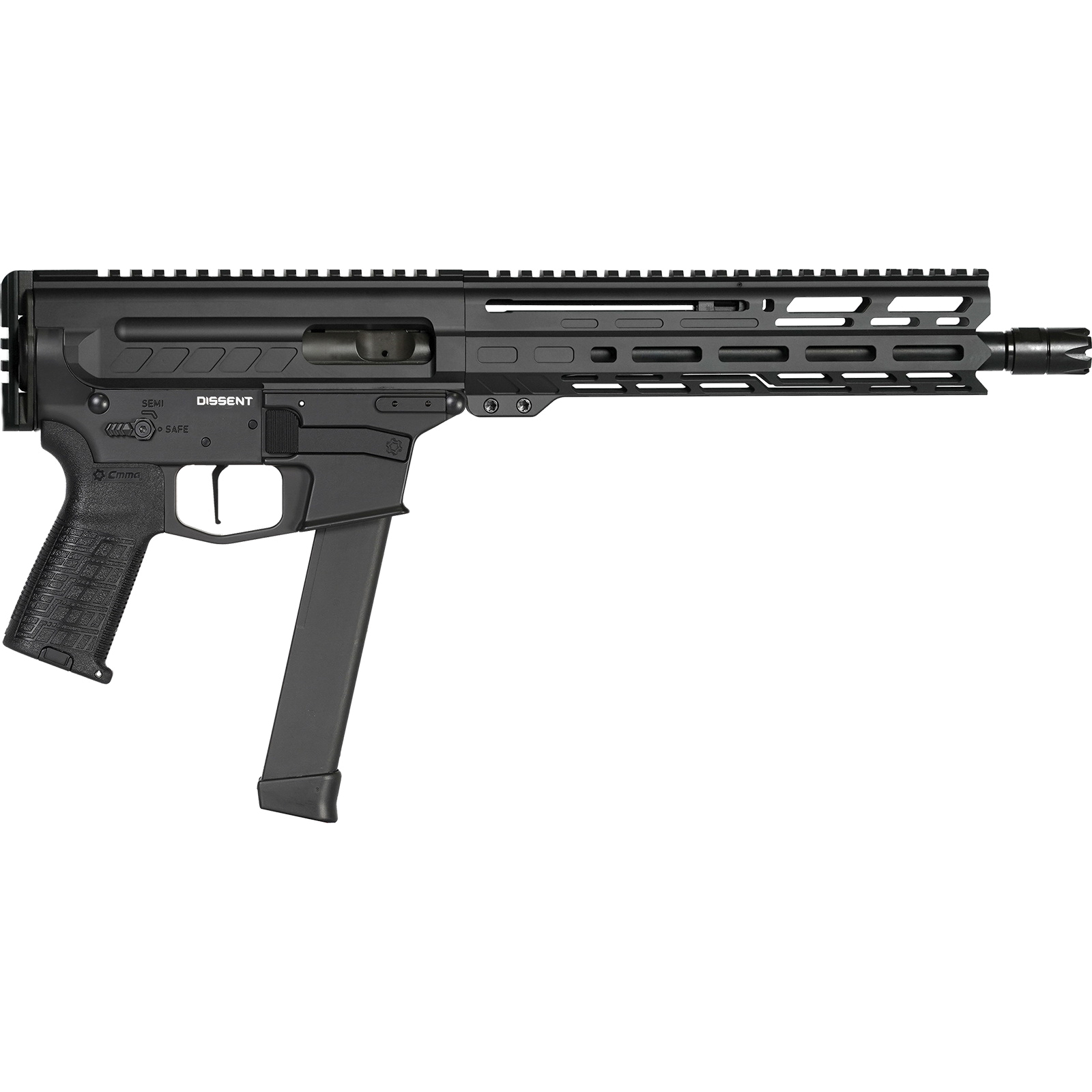 CMMG 99A806DAB Dissent MKGS 9mm Luger 33+1 10.50″, Black, Picatinny Brace Adapter, 5.50″ M-LOK Handguard, Left Side Charging Handle, Zeroed Linear Comp, Zeroed Drop-In Single Stage Trigger - No Credit Card Fees - Low, flat rate shipping