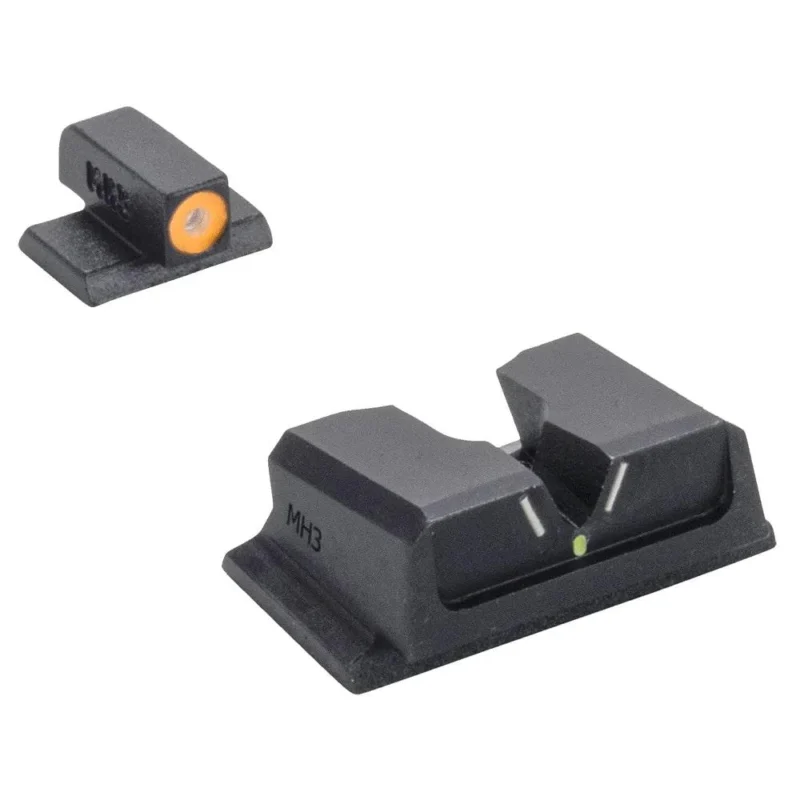 Meprolight Hyper Bright V-Sight Fixed Pistol Set for S M Full Size Compact Green with Orange Front