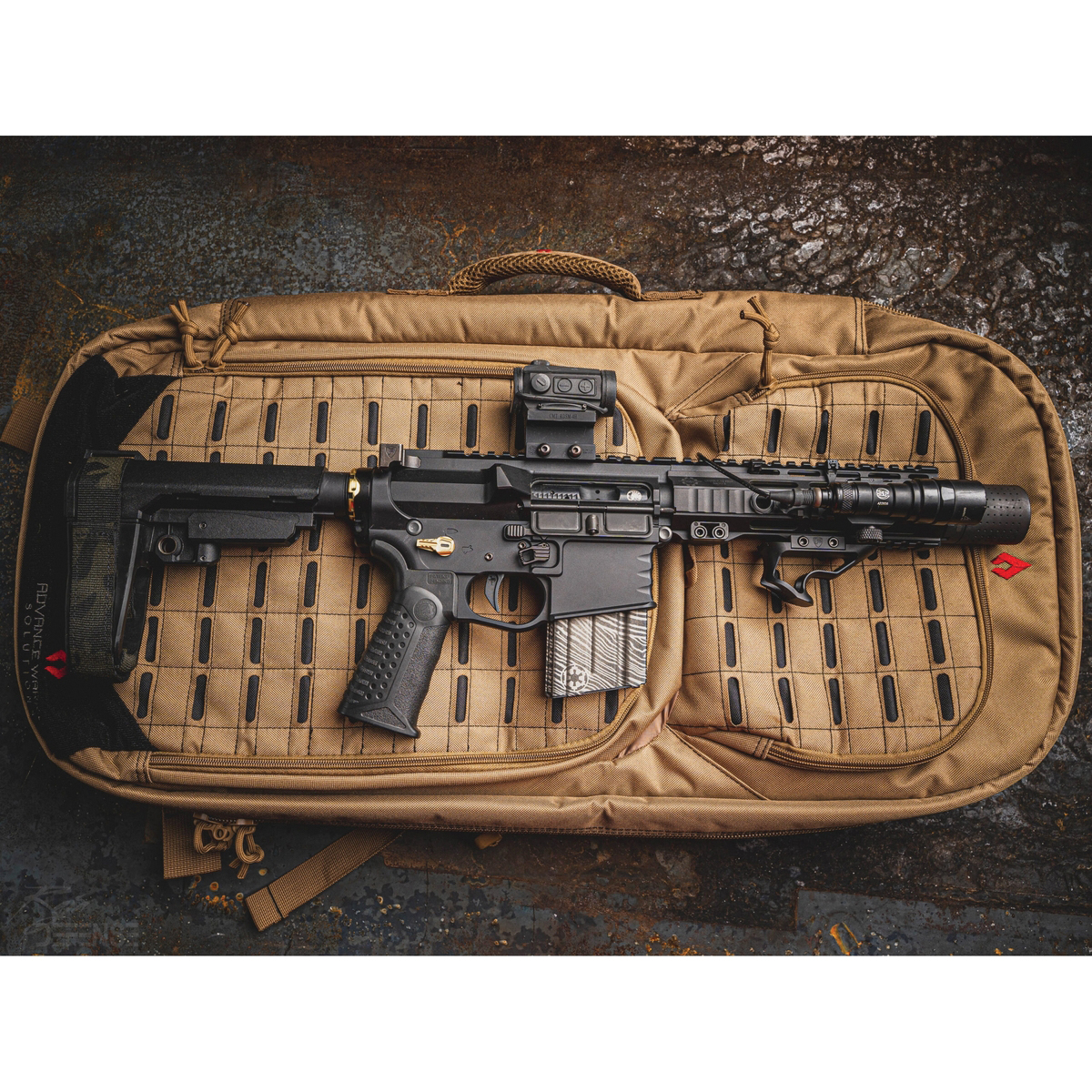 Advance Warrior Solutions Frame 28" AR Pistol/SBR Case w/Backpack Strap, Tan/Black