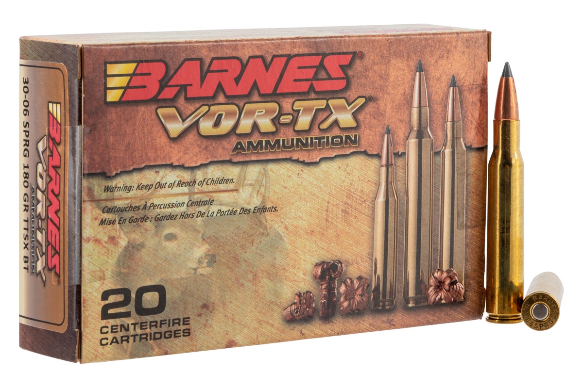 Barnes Bullets VOR-TX 180 gr Tipped TSX Boat Tail .30-06 Spfld Ammo, 20/box - 21533