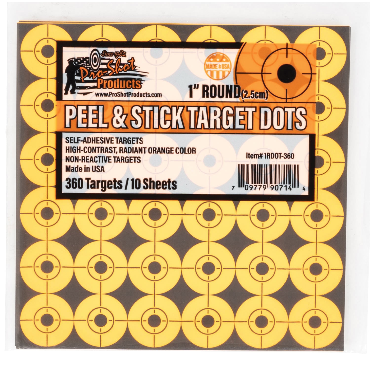 Pro-Shot Dots Peel and Stick Target, Orange - High-Visibility Adhesive Shooting Target - 1RDOT-360