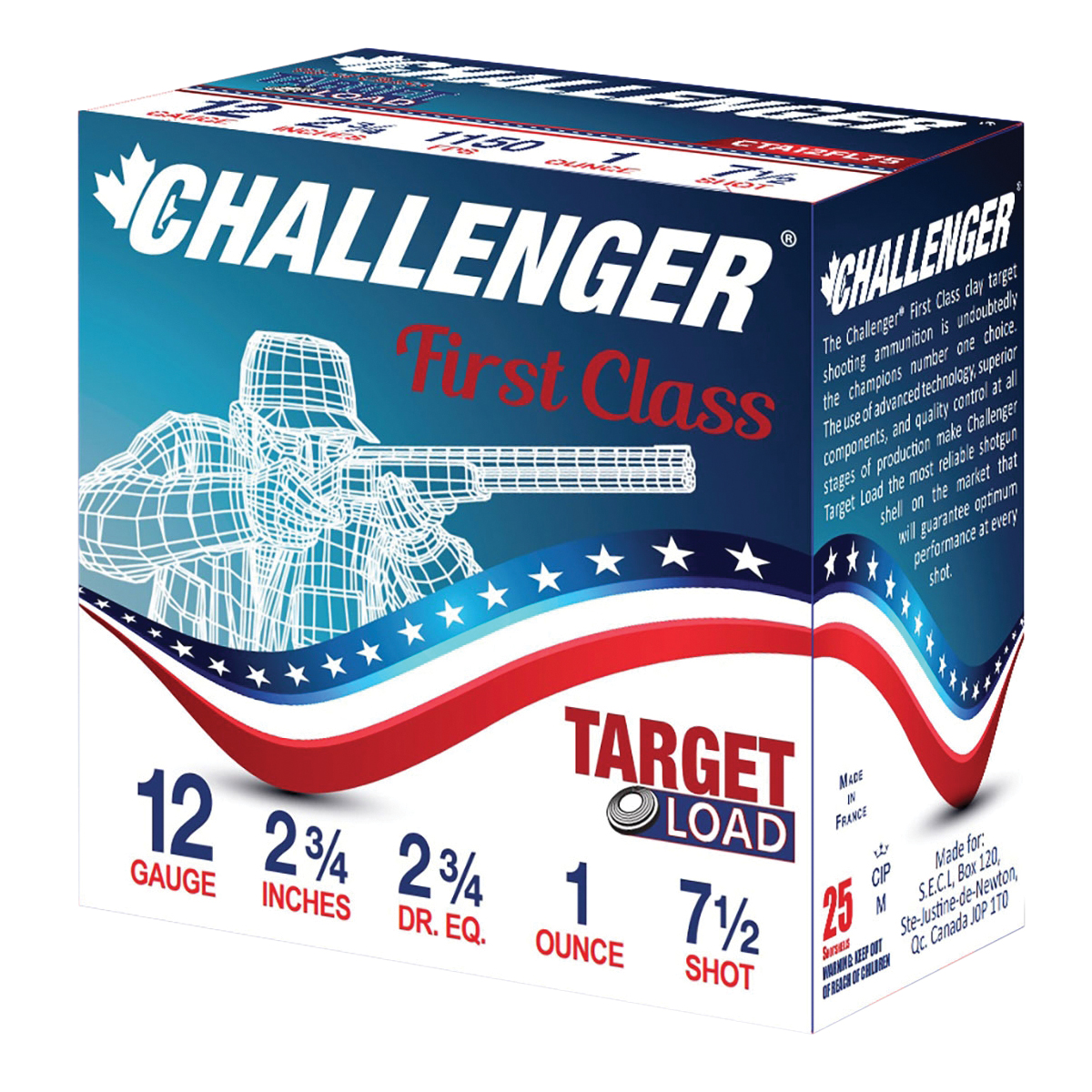 Challenger First Class Target Load 12 Gauge 2-3/4" #7.5 1 Ounce 250rds Case