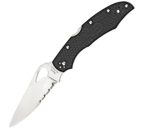 Spyderco Harrier 2 Combination Edge Folding Knife Drop Point, Black - BY01GPS2