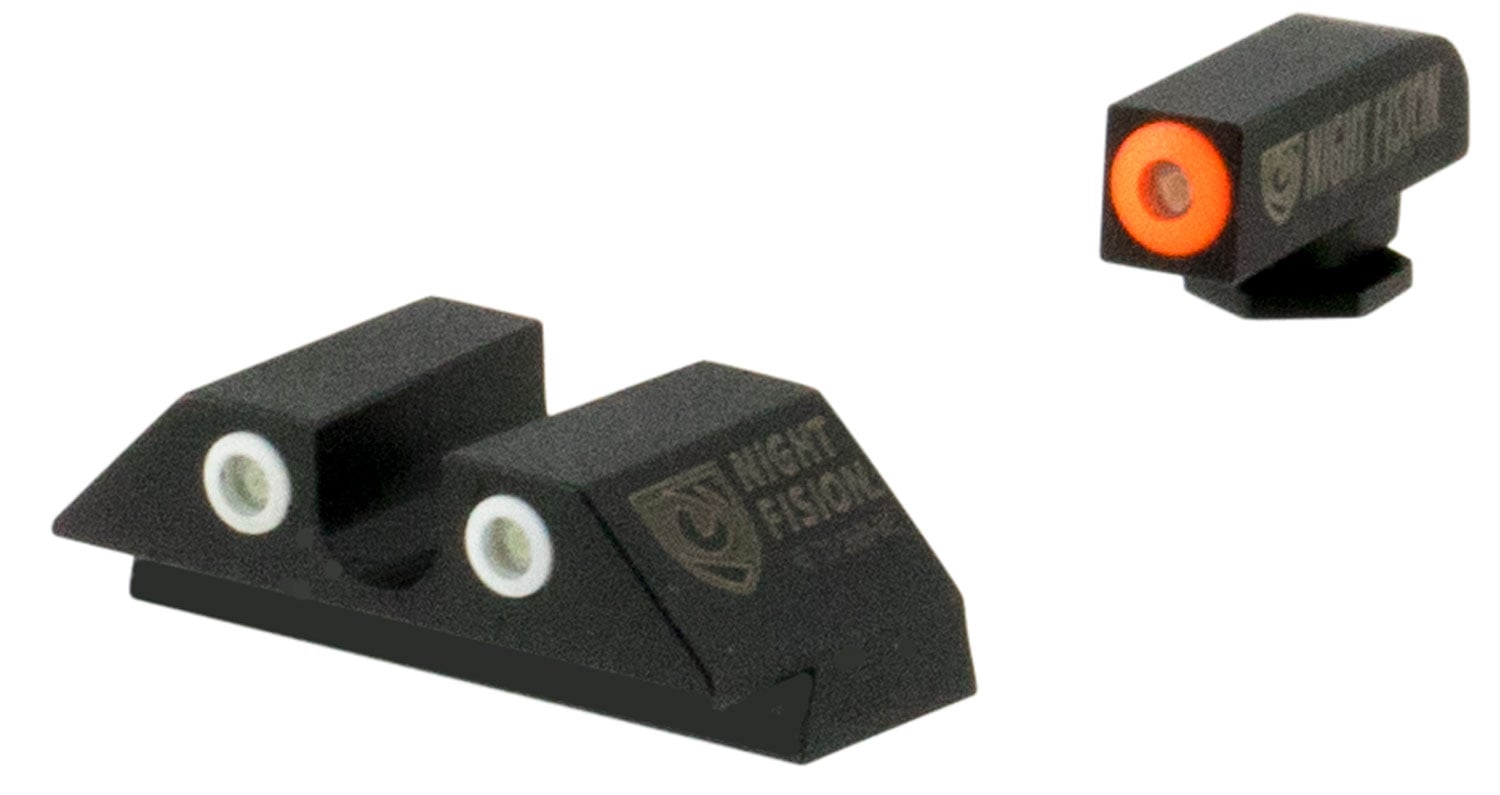 Night Fision Night Sight Set for Glock 42, 43 Pistols, Green with Orange Square Front, Green with Black U-Notch Rear - GLK-003-007-OGZG