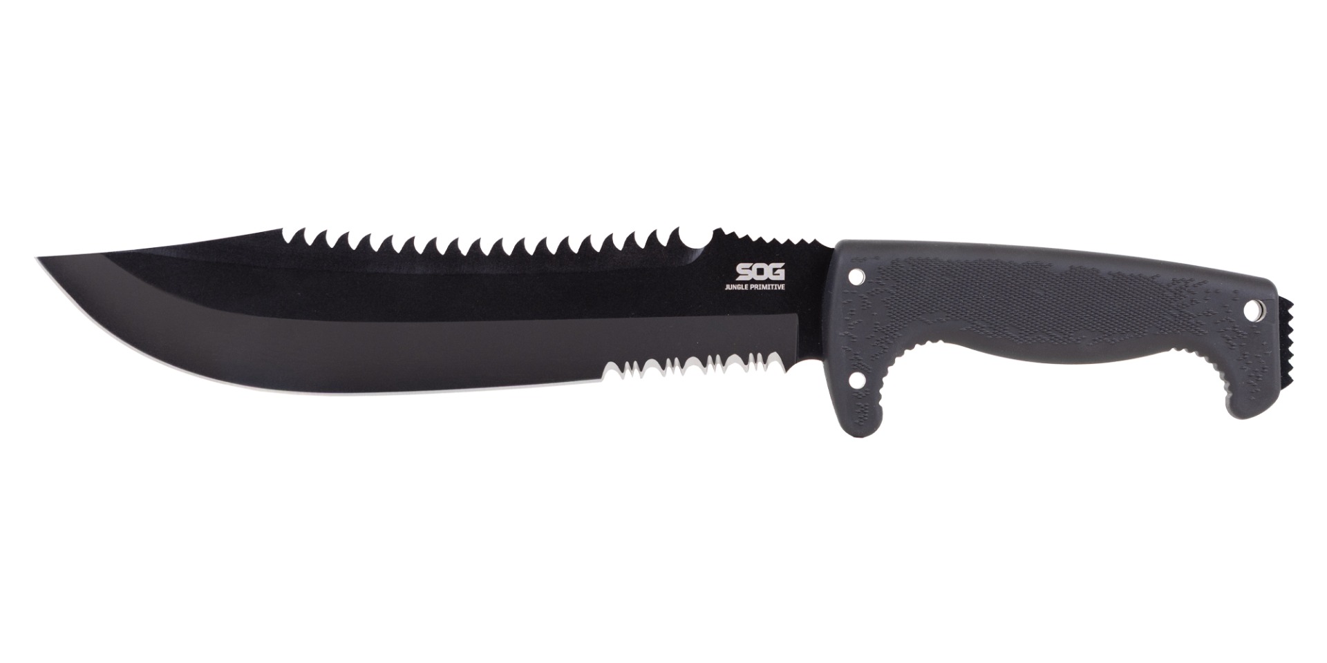 SOG Knives Jungle Primitive 9.5" Clip Point Fixed Blade Knife, Black - SOGF03TNCP