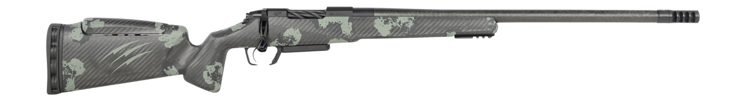 Fierce Firearms RIVSCX25CM22BF Carbon Rival XP 2.0 25 Creedmoor 3+1 22" Carbon Fiber Match Grade Barrel, Black Cerakote Stainless Steel Drilled Tapped Receiver, Forest Camo Push Button Adj Cheek Pie