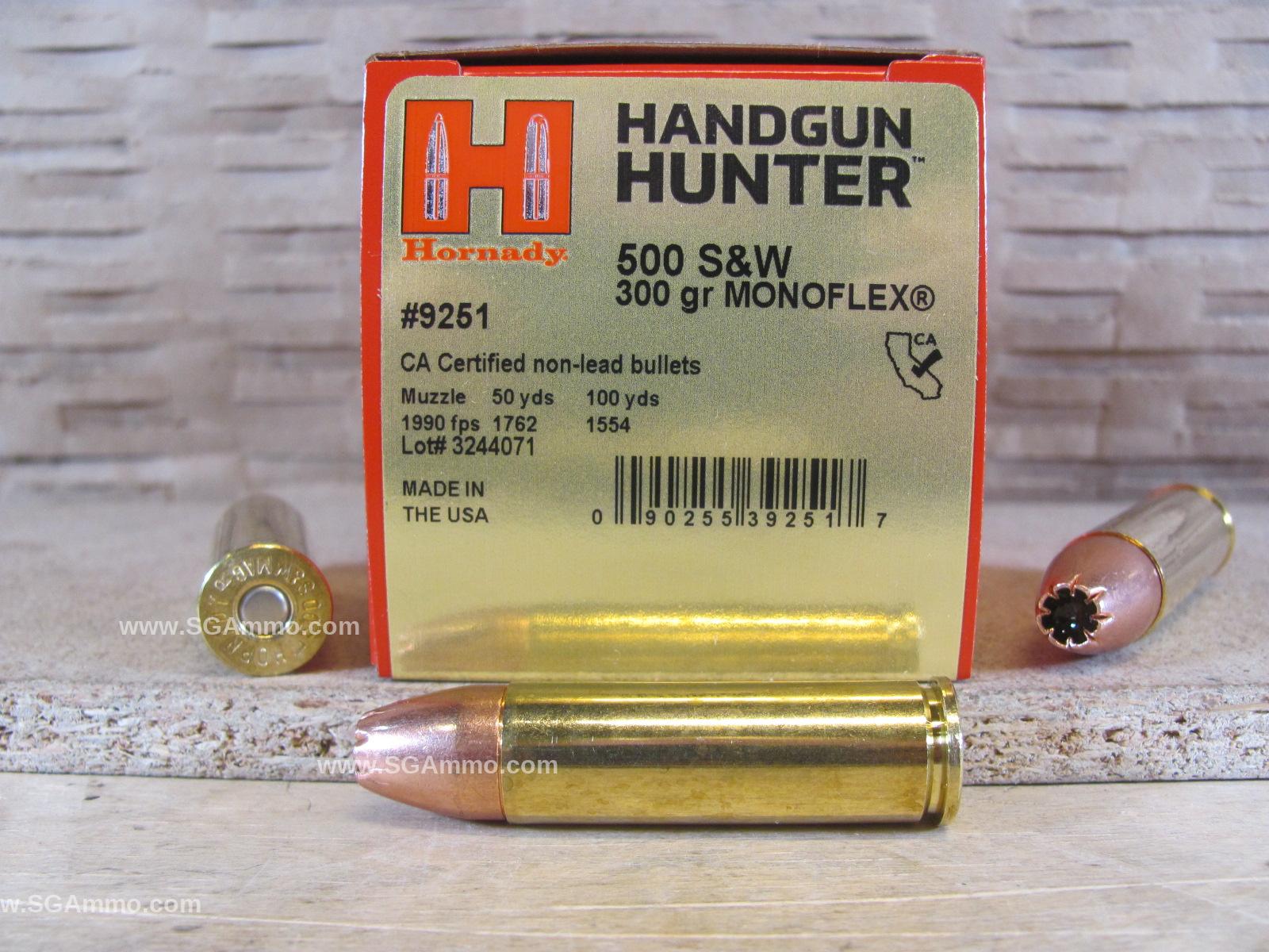 20 Round Box – 500 SW 300 Grain Monoflex Hornady Handgun Hunter Ammo – 9251