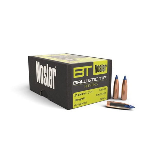 Nosler 25 Caliber (.257) 100gr Spitzer Ballistic Tip Bullets 50ct - 25100