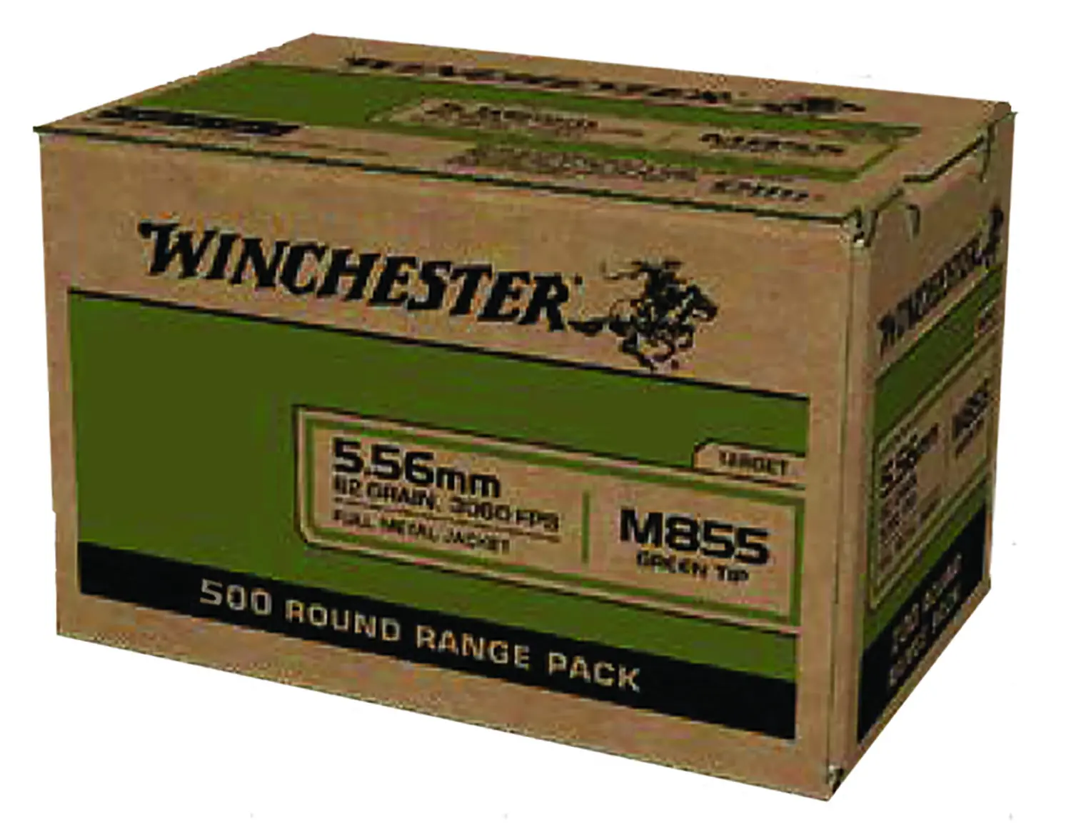 Winchester Ammo WM855500 USA M855 Green Tip 5.56x45mmNATO 62gr Full Metal Jacket 500 Per Box/2 Case