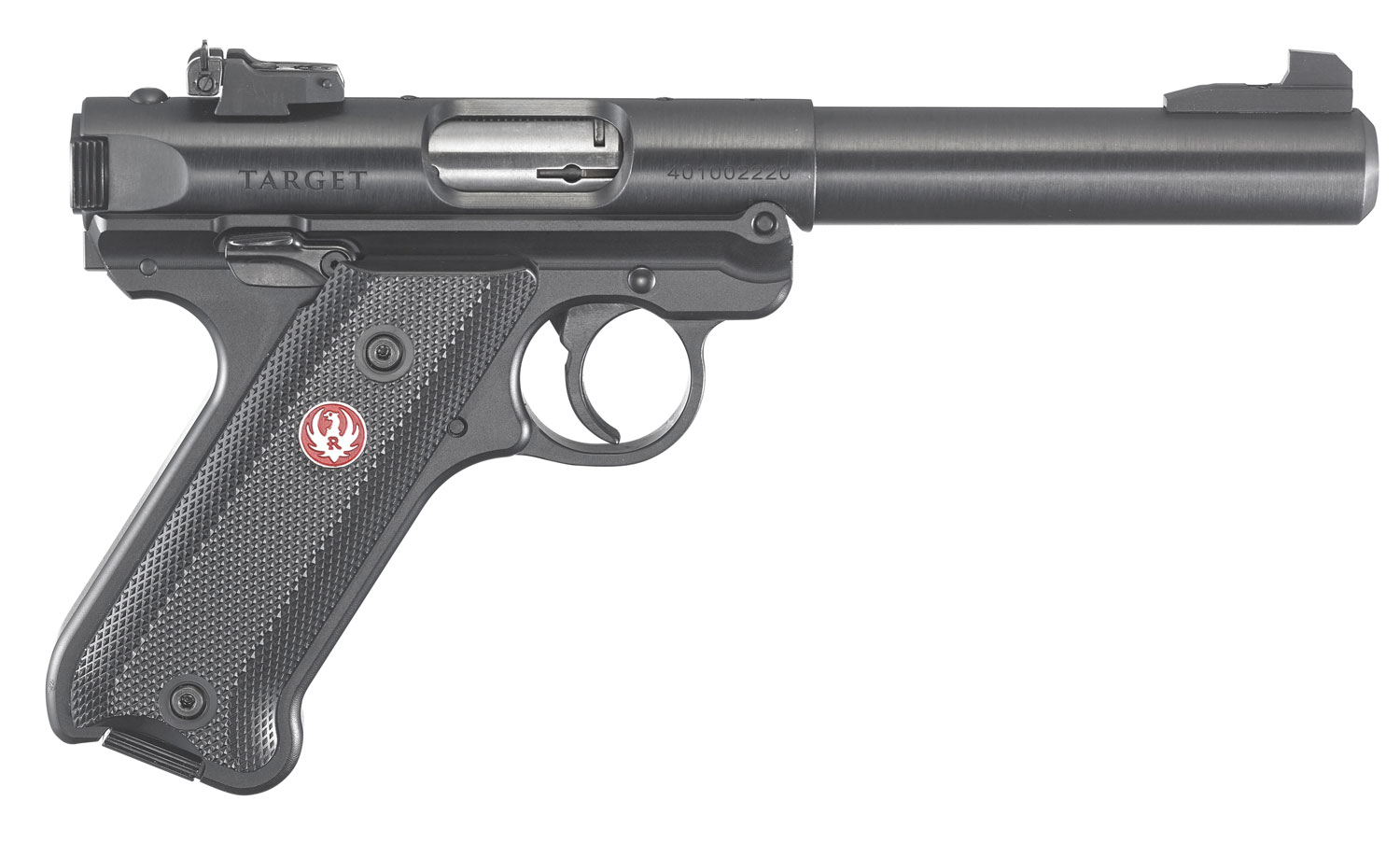 Ruger 40101 Mark IV Target 22 LR 10+1 5.50" Blued Bull Barrel Blued. Blued Aluminum Frame, Drilled Tapped Receiver, Black Checkered Polymer Grip, Right Hand