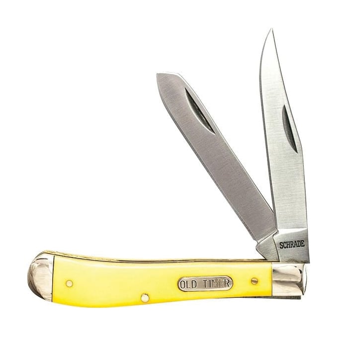 Old Timer Gunstock Trapper Folding Pocket Knife, Yellow - 1180011