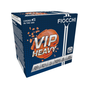 Fiocchi VIP Heavy 20 Gauge Ammo 2-3/4" #8 Lead Shot 7/8 oz Box of 25