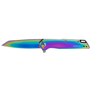 Kershaw 1365RBW Misdirect  3 Folding Reverse Tanto Plain Polished Rainbow PVD 4Cr14 Blade, Polished Rainbow PVD Stainless Steel Handle