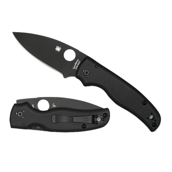 Spyderco Shaman Black Drop Point Folding Knife, Plain Edge - Robust, Precision Cut, High-Performance EDC Tool with Secure Grip - C229GPBK