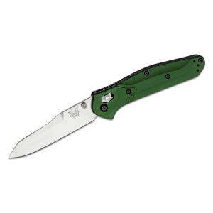 BENCHMADE Osborne Folding Knife 3.4" Reverse Tanto Blade w/ Green Aluminum Handles