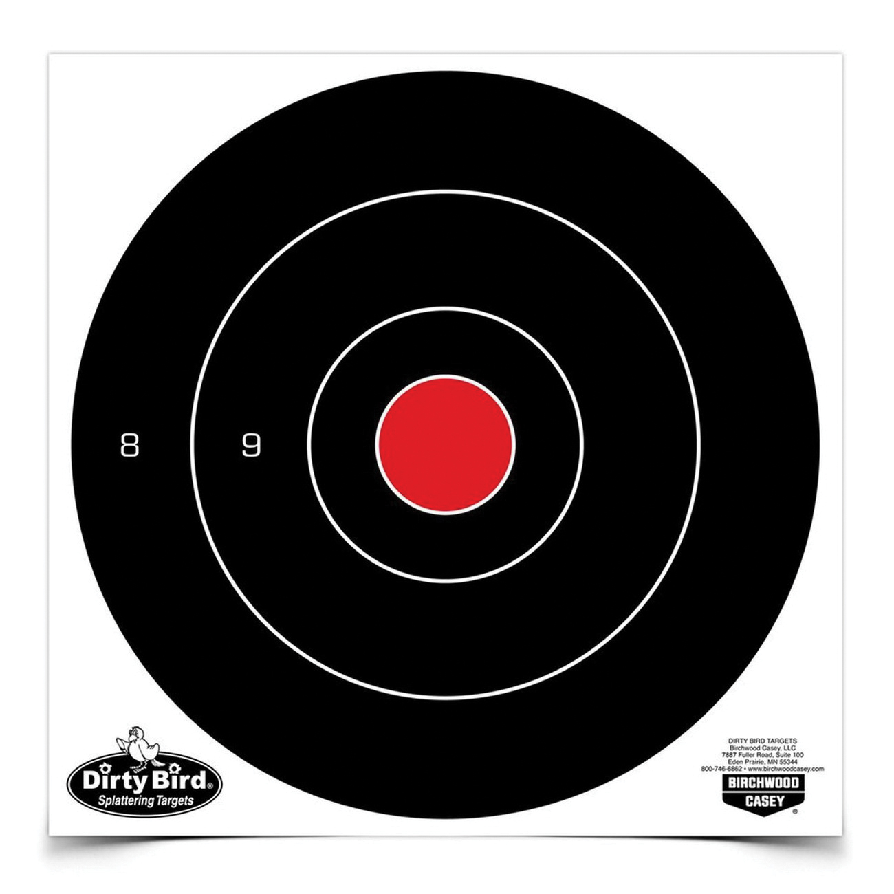 Birchwood Casey Dirty Bird 8" Non-Adhesive Bullseye Target, Black, 25/pack - 35825