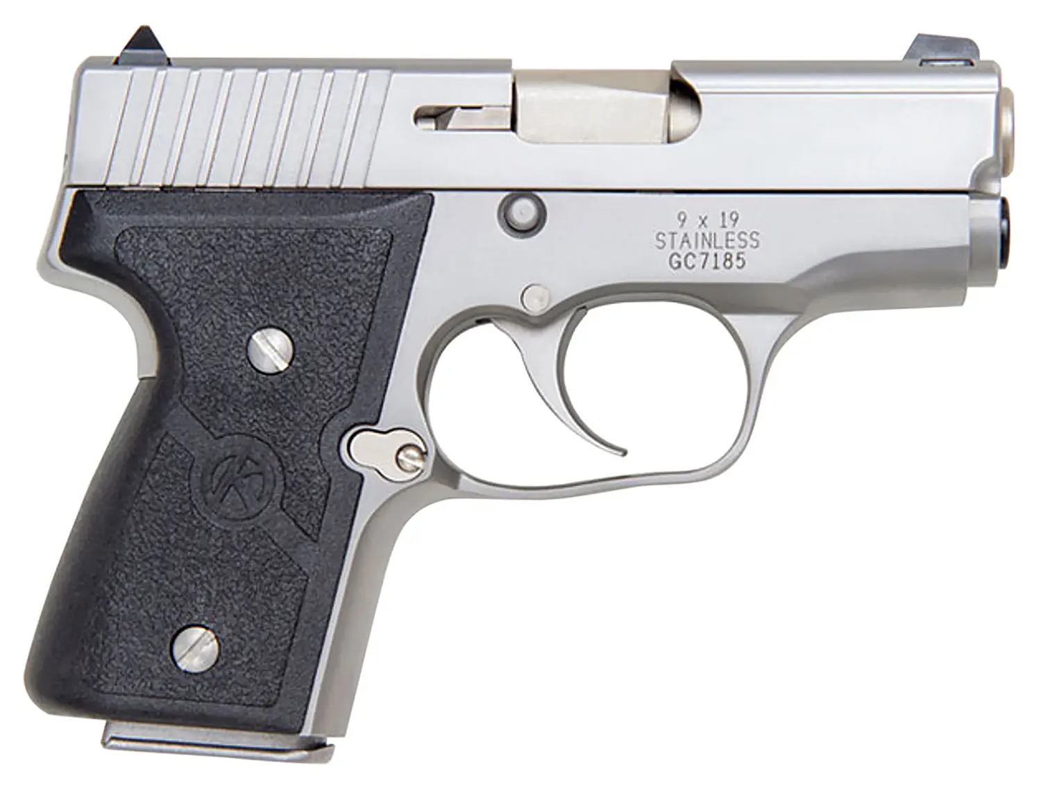 Kahr Arms M9093A MK *CA Compliant 9mm Luger Caliber with 3" Barrel, 6+1 or 7+1 Capacity, Overall Matte Stainless Steel Finish, Serrated Slide Textured Wraparound Black Nylon Grip