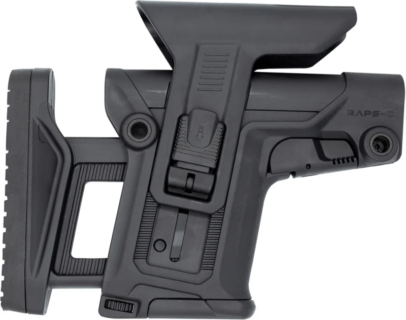 FAB Defense FXRAPSCB RAPS Rapid Adjustment Precision Stock-Collapsible Fits Mil-Spec/Commercial Buffer Tubes Integrated Cheek-Rest Adjustable LOP Ambidextrous 1Latch System Black Polymer