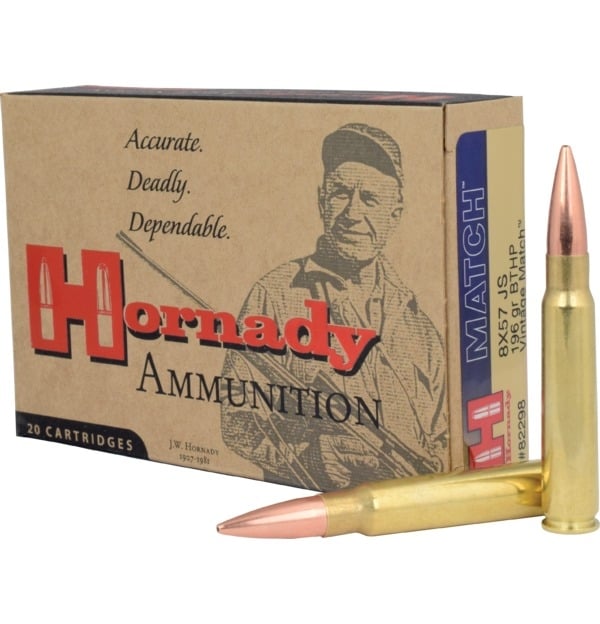 Hornady Vintage Match Rifle Ammunition 8x57mm 196 gr BTHP 2500 fps – 20/box - Flat Rate Shipping Under 30lbs! - No Credit Card Fees