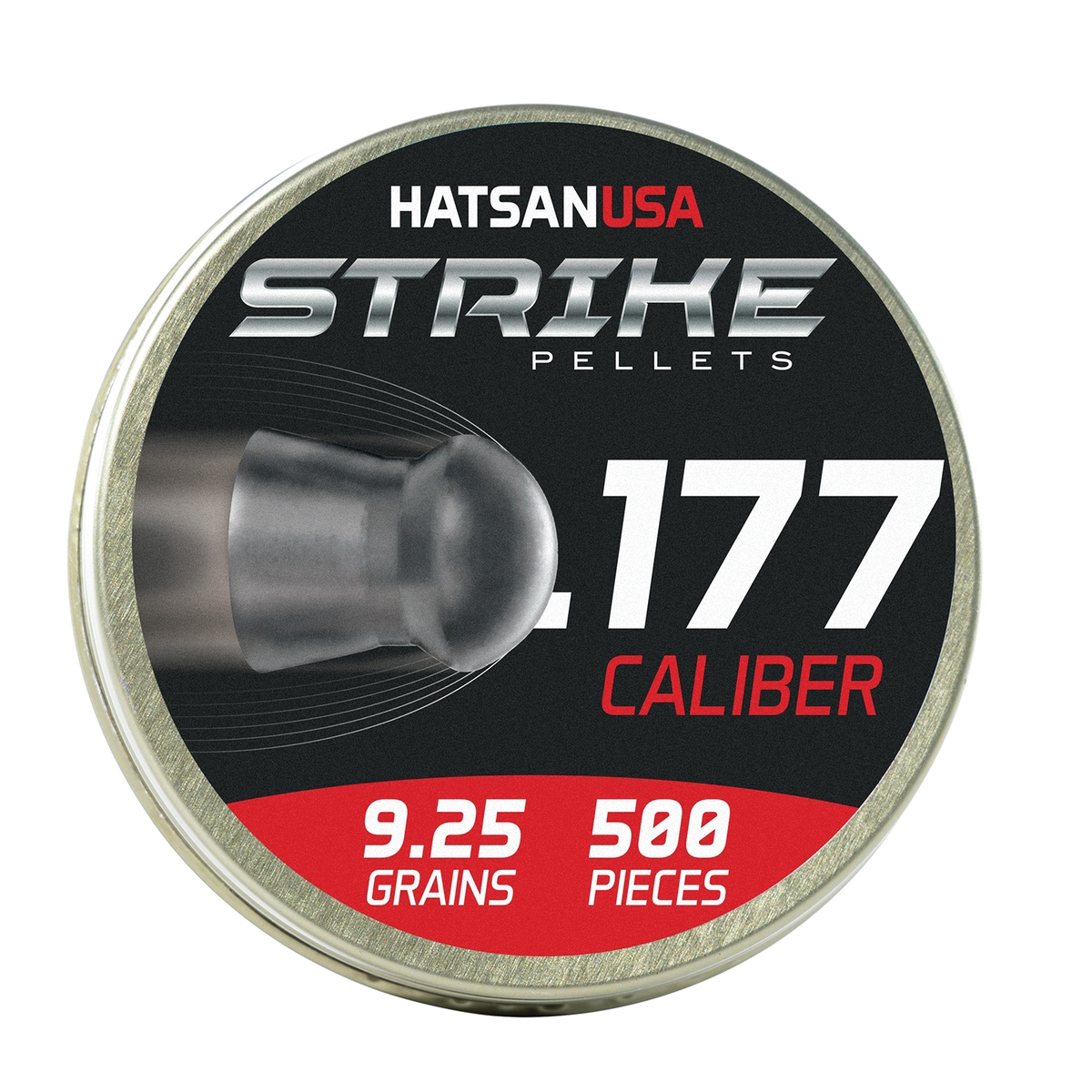 Hatsan USA Vortex Strike Pellets .177 Caliber Domed Airgun Rifle Pellet, 9.25 gr 500rds