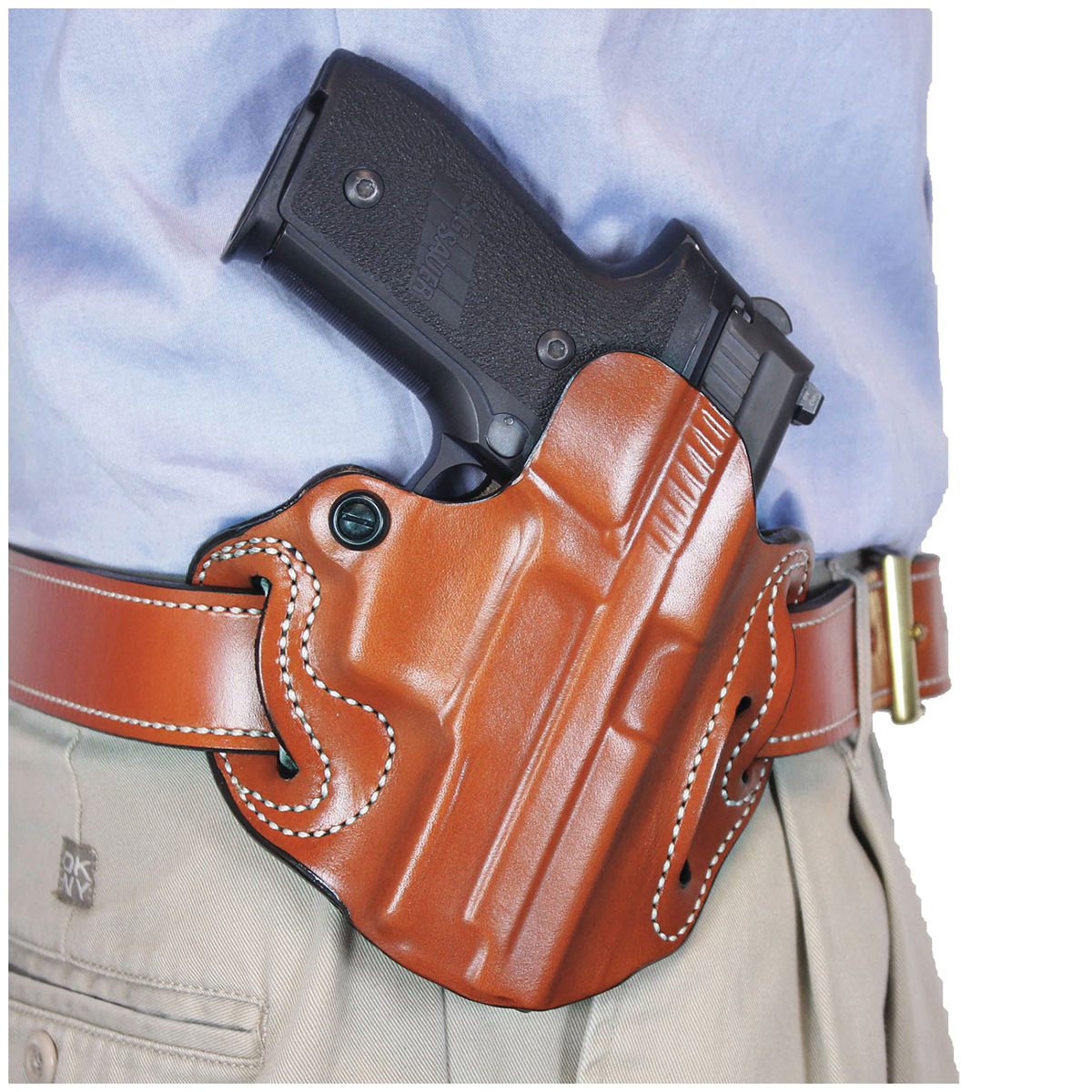 Desantis Gunhide Speed Scabbard Colt 1911 Government OWB Holster RH Leather, Tan