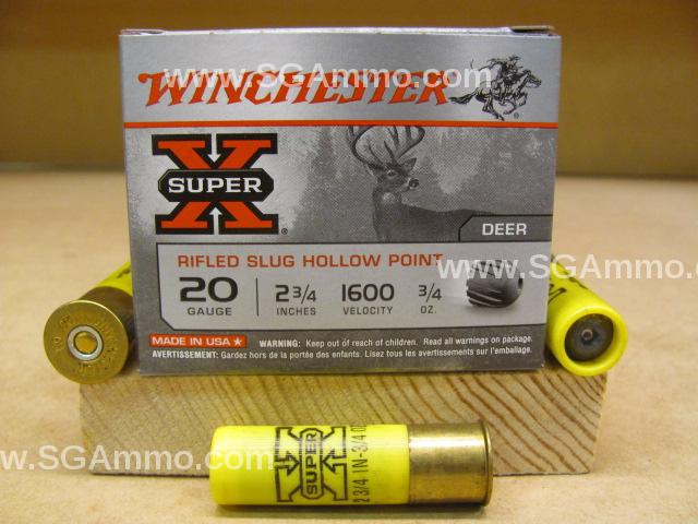 5 Round Box – 20 Gauge 2.75 Inch Winchester Rifled Slug 3/4 Oz 1600 fps Ammo – X20RSM5