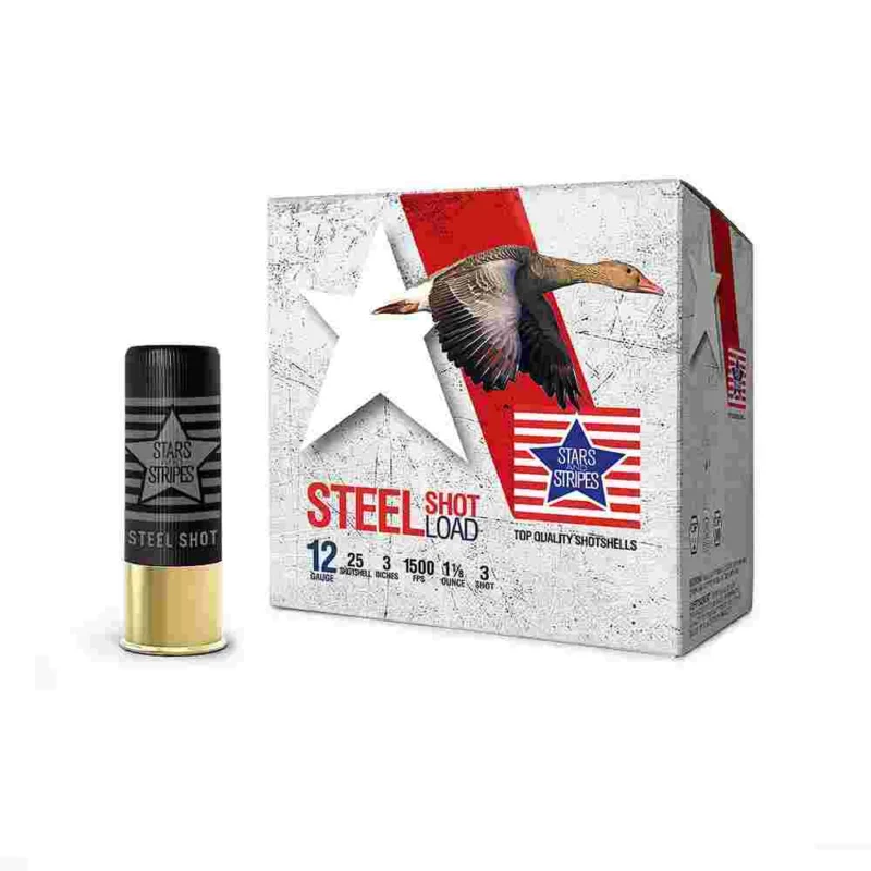 PPU Stars Stripes Steel Shotshell 12ga 3'' 1-1/8 oz 1500 fps #3 25/ct