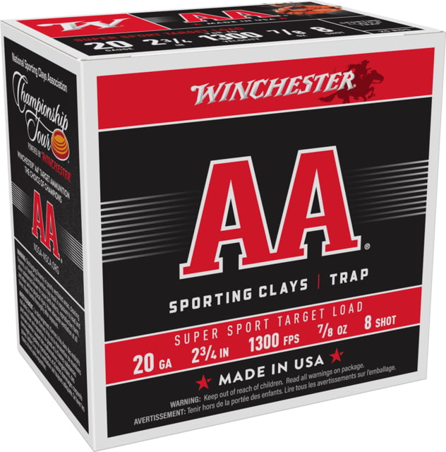 Winchester AA 20 Gauge 7/8 oz 2.75in Centerfire Shotgun Ammo 25 Rounds