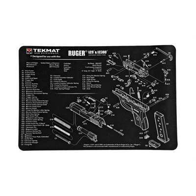 TekMat Ruger LC9 17"x11" Pistol Mat With Small Microfiber TekTowel, Black - R17-RUGERLC9