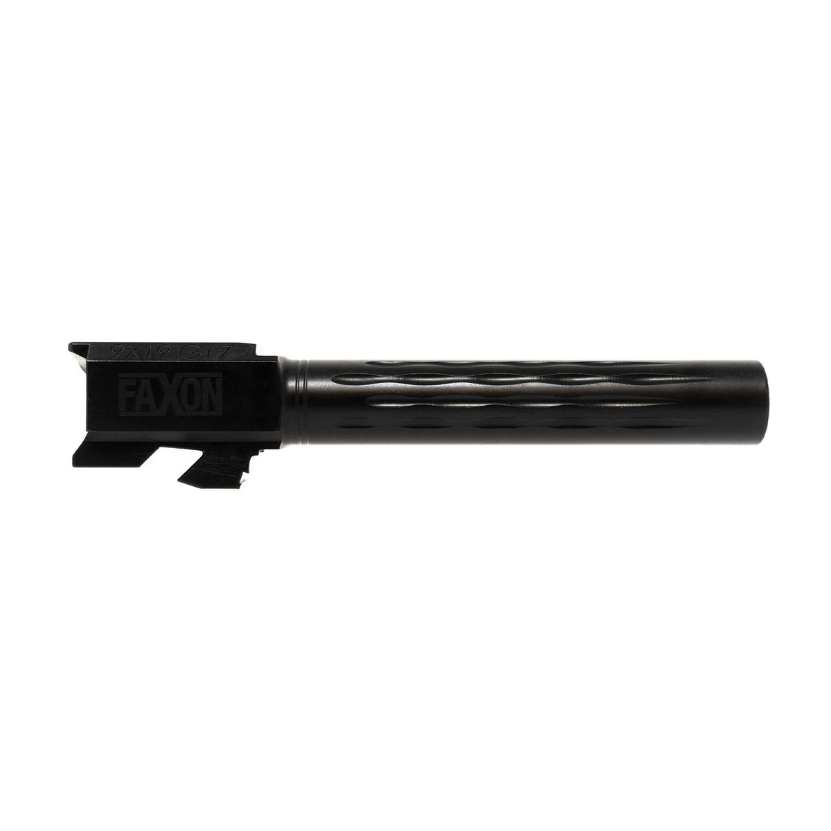 Faxon Firearms Button Rifled Flame Fluted Drop-In Barrel 9mm Fits Glock Gen 2-4 G17 Full-Size, Black