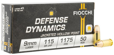 Fiocchi 9APHP Defense Dynamics 9mm Luger 115 gr 1175 fps Jacketed Hollow Point