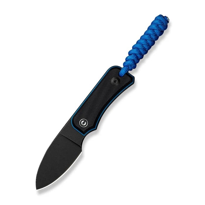 CIVIVI Baby Banter Fixed Blade Drop Point Knife, Black/Blue - C23045-1