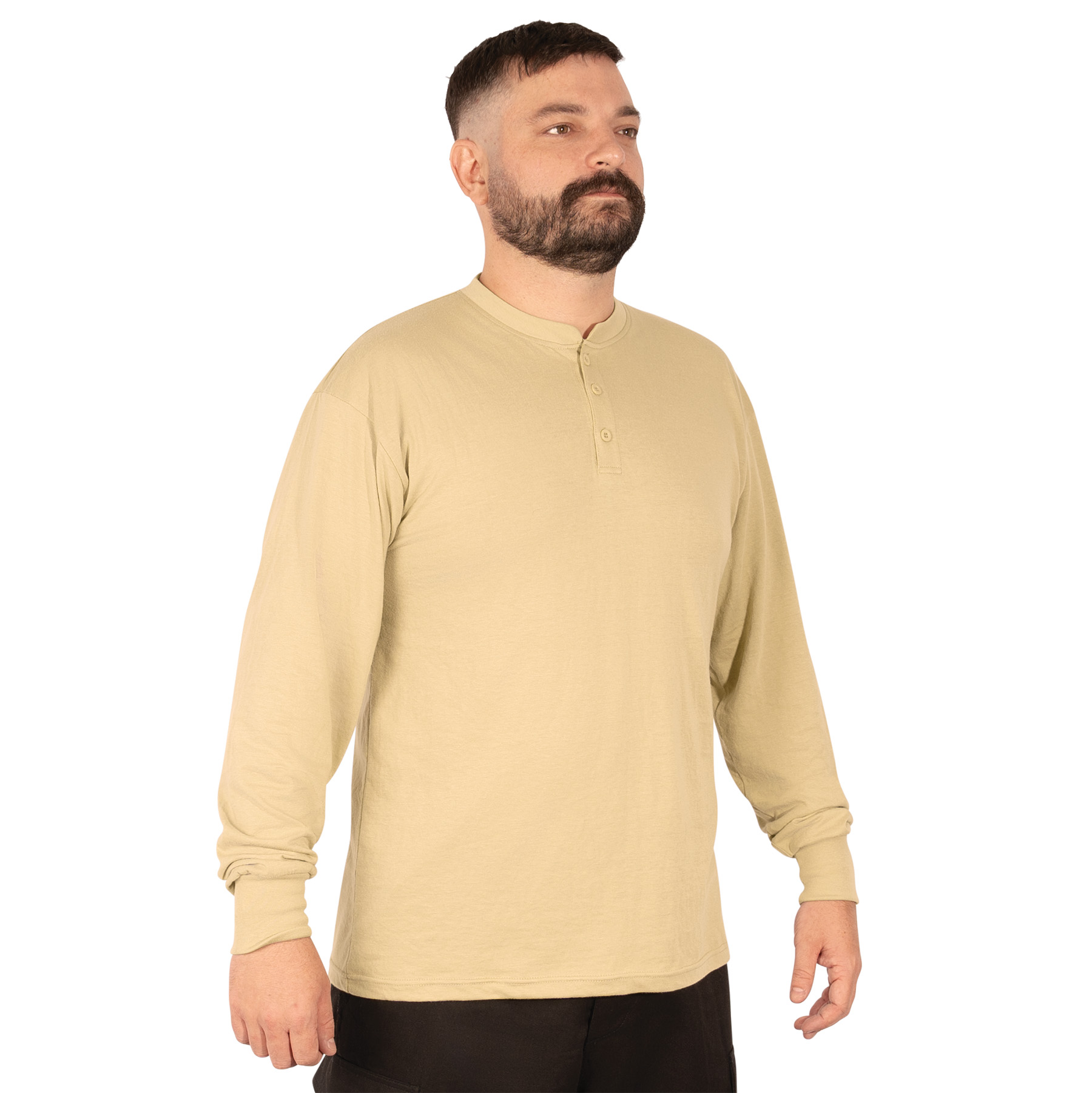 Rothco Long Sleeve Henley T-Shirt - Desert Sand, 2X-Large