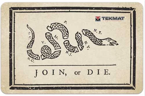 TEKMAT ARMORERS BENCH MAT - 11"X17" JOIN OR DIE FLAG