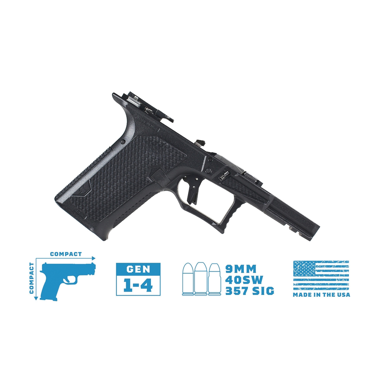 Lone Wolf Dusk 19 CCS Compact/Compact Textured Frame Built Fits Glock Gen 3-4 G19, Black