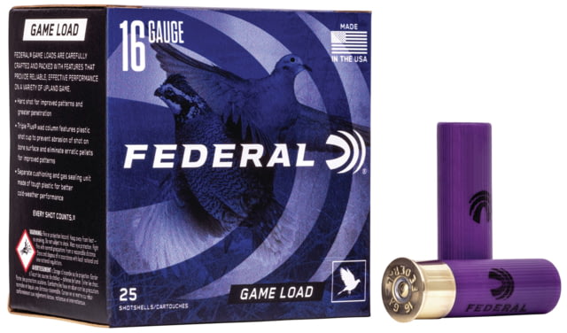 Federal Premium Game Load Upland 16 Gauge 1oz Game Load Upland Shotgun Ammo 7.5 Shot 25 Rounds H160 7.5