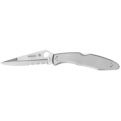 Spyderco Police 4.125" Combo Edge Clip Point Folding Knife, Satin - C07PS