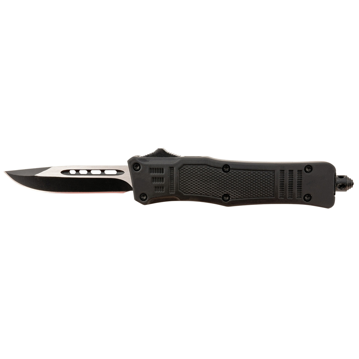 Steel River Spartan Mini Folding/OTF Knife Drop Point Black Plain Edge - Smooth OTF Deployment, Secure Lock, Perfect for EDC - MT616BDP