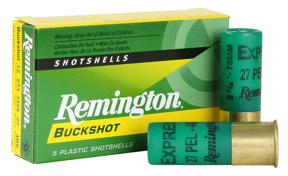 Remington Express 2.75" 12 Gauge Ammo 4 Buck, 5/box - 12B4