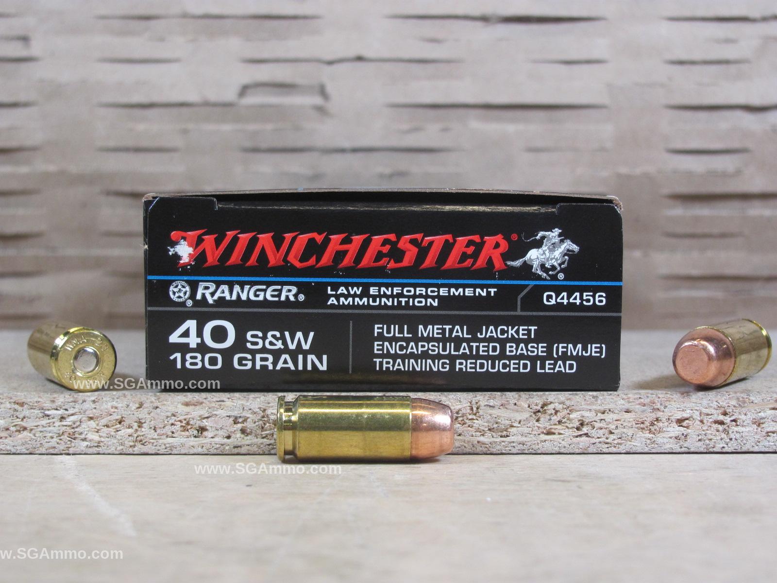 500 Round Case – 40 SW 180 Grain FMJ Encapsulated Base Training Reduced Lead Winchester Ranger Ammo – Q4456
