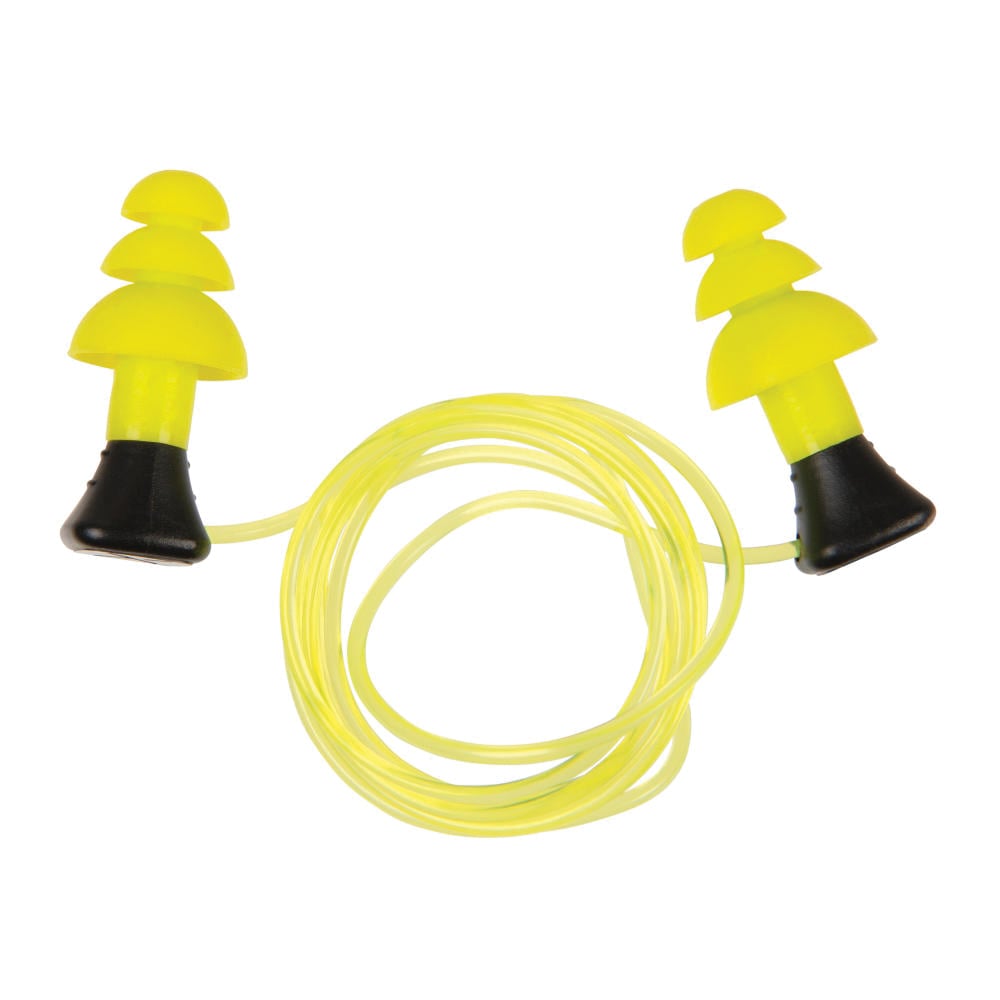ULTRX 26 dB Tethered Silicone Earplugs, Yellow