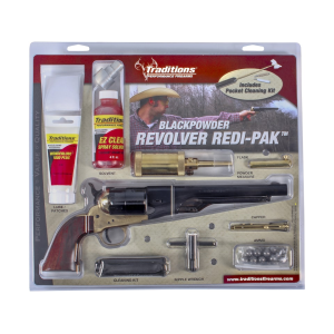 Traditions 1860 Army Redi-Pak Black Powder Revolver 44 Caliber 8" Blued Barrel Brass Frame Walnut Grip