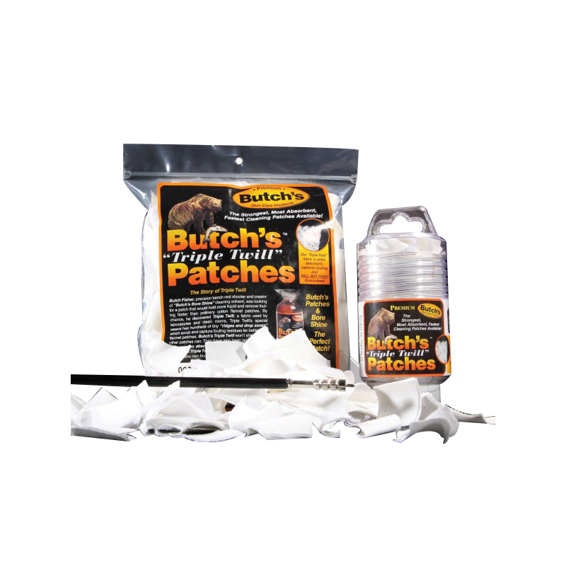 Lyman Butchs Triple Twill Cleaning Patches, .45 to .58/410 to 20 Gauge, 375/bag - 2908