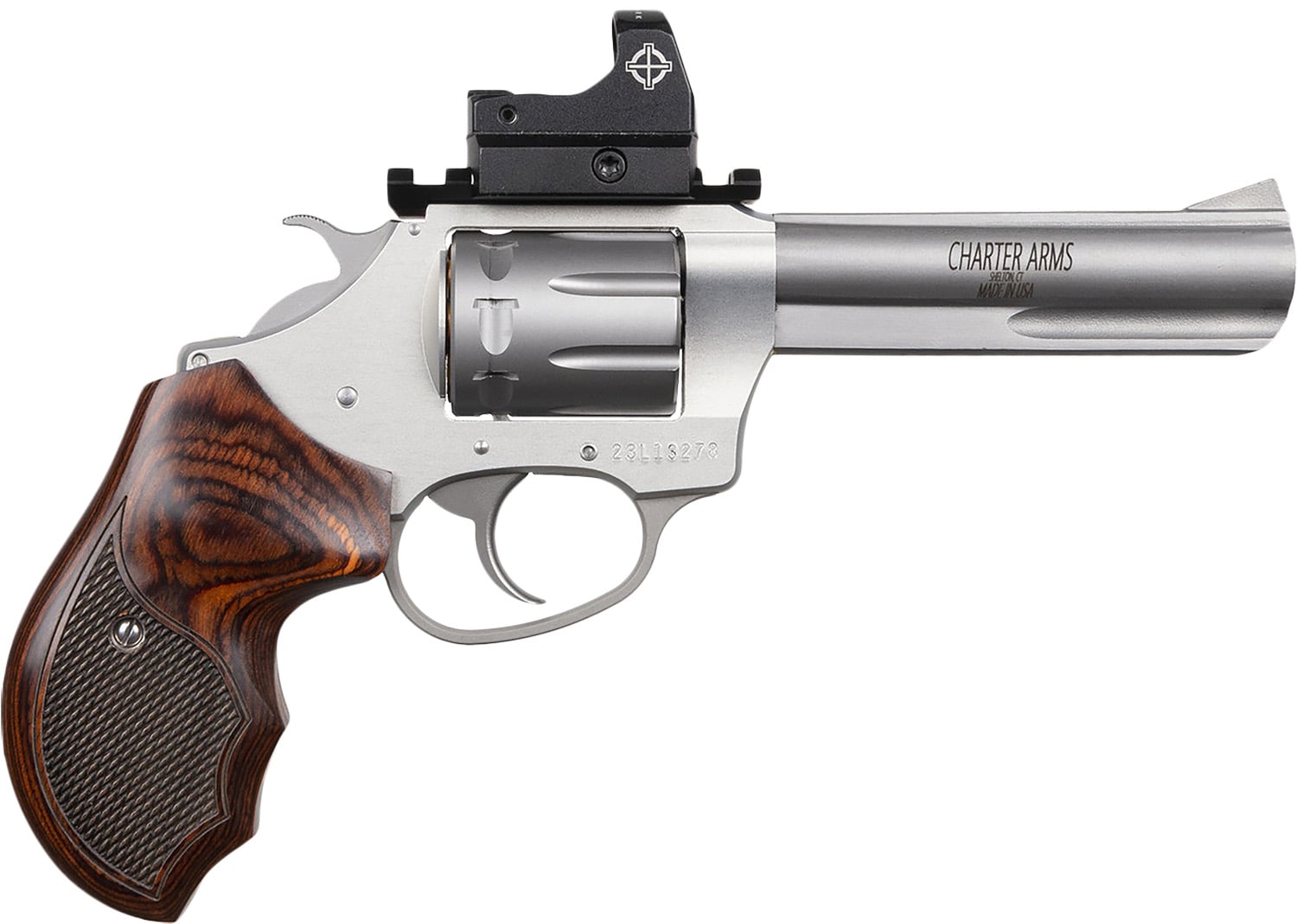 Charter Arms Model 72245 Targer Pathfinder 4.2″ .22 LR 8 Shot Stainless W/ Checkered Rosewood Grips & Micro Optic - No Credit Card Fees - Low, flat rate shipping