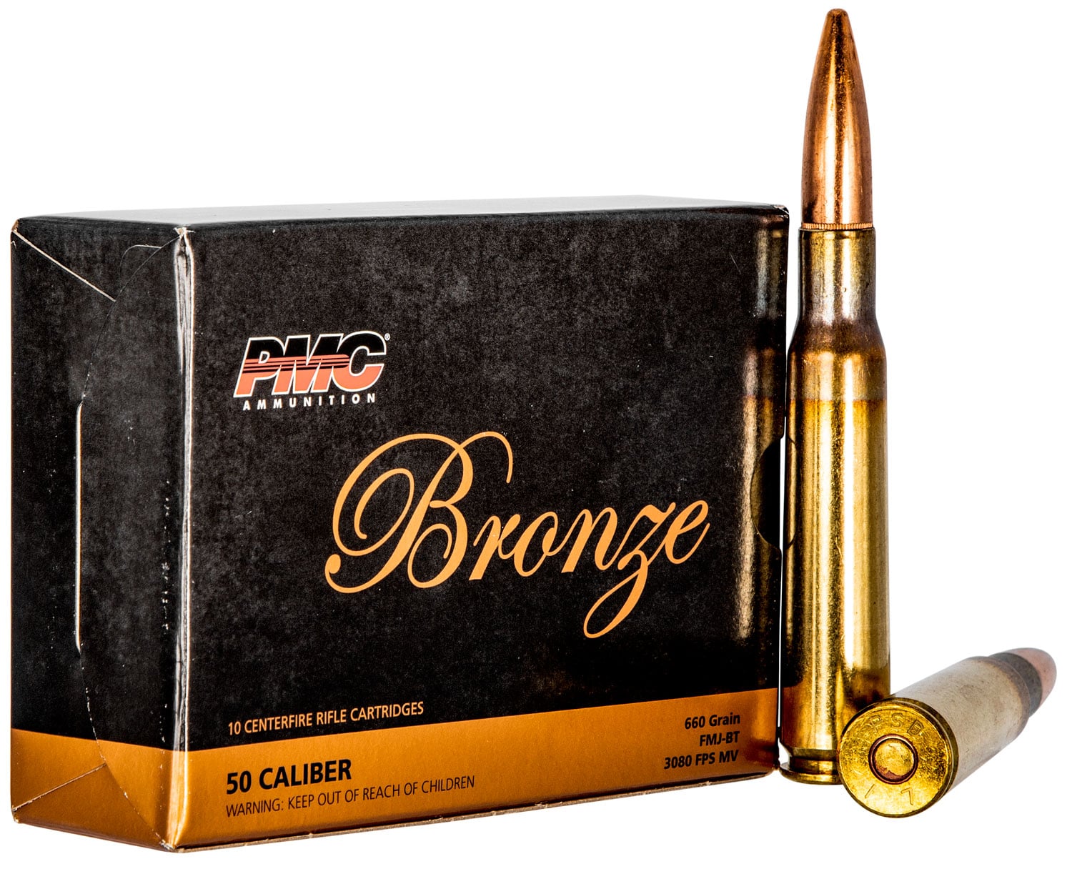 PMC 50A Bronze 50BMG 660gr Full Metal Jacket Boat Tail 10 Per Box/20 Case - Flat Rate Shipping Under 30lbs! - No Credit Card Fees