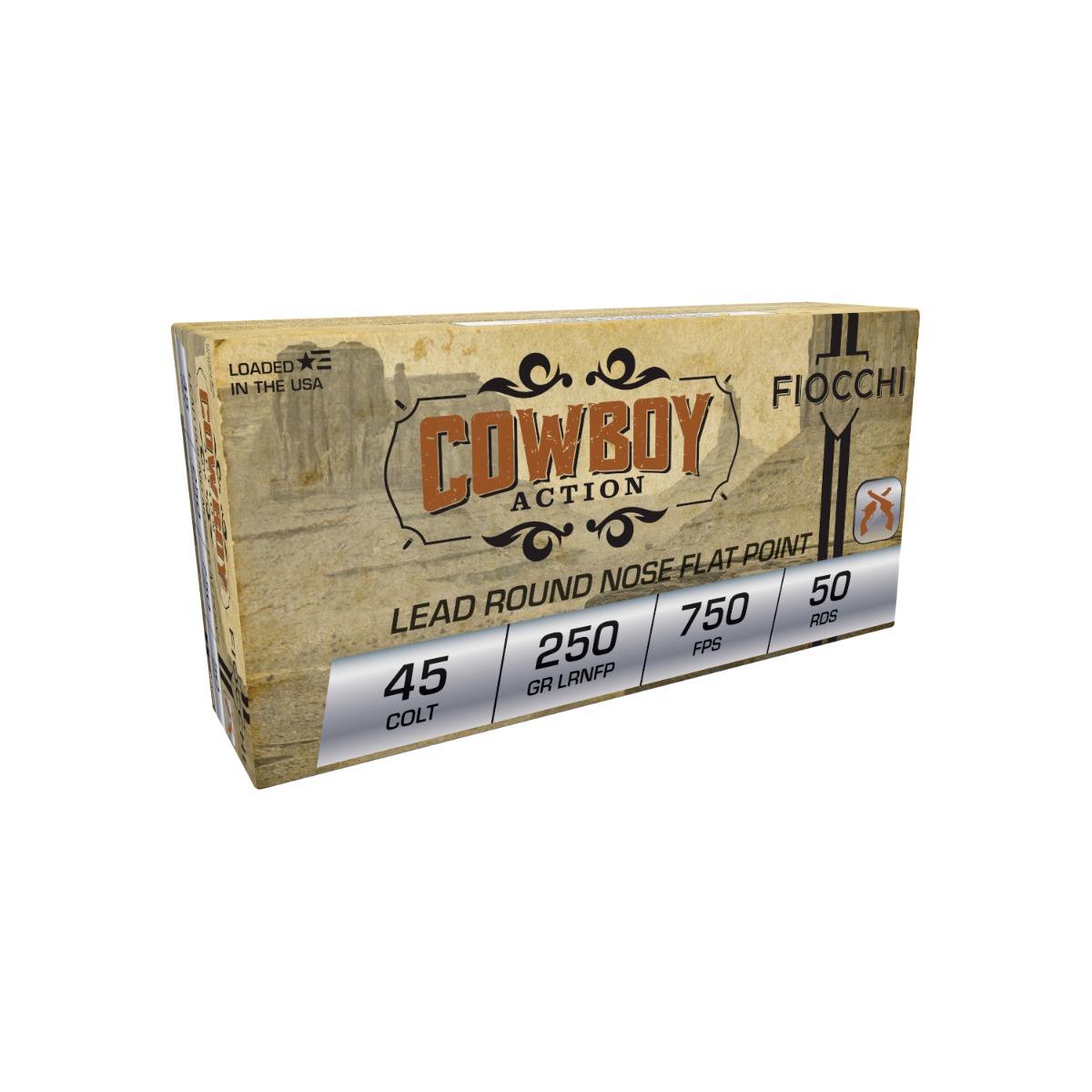 Fiocchi Cowboy Action .45 Colt 250gr LRNFP Ammo, 50rds - 45LCCA