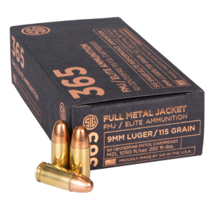 SIG SAUER Elite Ball 365 9mm Luger 115 gr Full Metal Jacket Ammunition | 50 Rounds