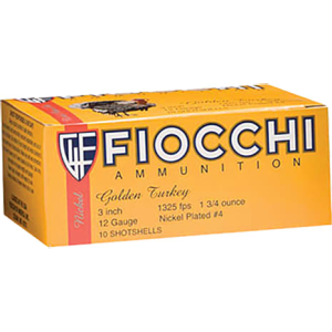 Fiocchi 123TRK6 Turkey Nickel Plated 12GA 3\" 1-3/4oz #6 Shot - 10sh Box