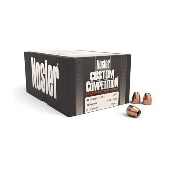 Nosler Custom Competition Match .45 185 gr JHPBT Handgun Bullet, 250/box - 44847
